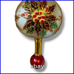 Christopher Radko glass 8 ornament DOUBLE WINTER STAR BLOSSOM poinsettia ball