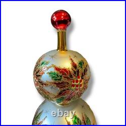 Christopher Radko glass 8 ornament DOUBLE WINTER STAR BLOSSOM poinsettia ball