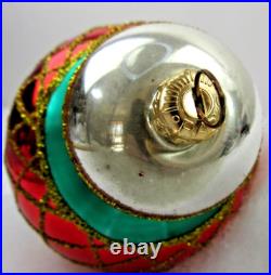 Christopher Radko glass ornament JUMBO SPINTOP 8 red green #94-153 vintage Xmas