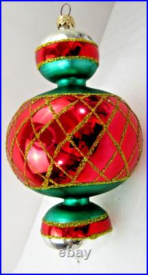 Christopher Radko glass ornament JUMBO SPINTOP 8 red green #94-153 vintage Xmas