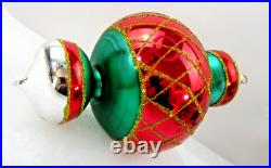 Christopher Radko glass ornament JUMBO SPINTOP 8 red green #94-153 vintage Xmas