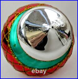 Christopher Radko glass ornament JUMBO SPINTOP 8 red green #94-153 vintage Xmas