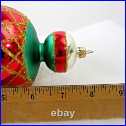 Christopher Radko glass ornament JUMBO SPINTOP 8 red green #94-153 vintage Xmas