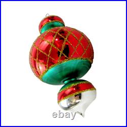 Christopher Radko glass ornament JUMBO SPINTOP 8 red green #94-153 vintage Xmas
