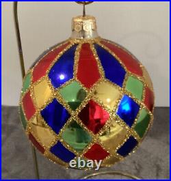 Christopher Radko ornament Round Harlequin Or Jester Ball Rare 4