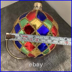 Christopher Radko ornament Round Harlequin Or Jester Ball Rare 4