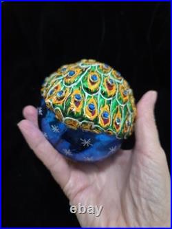 Christopher Radko's In Living Color Blown Glass Peacock Reflector Ornament