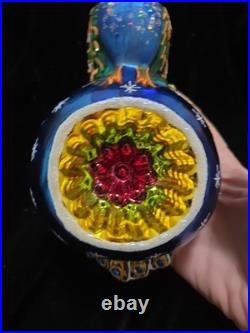 Christopher Radko's In Living Color Blown Glass Peacock Reflector Ornament