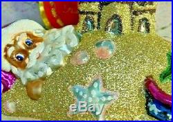 Christopher Radkot SANDY CLAUS ornament Santa Sand Castle Beach Shells Glitter