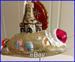 Christopher Radkot SANDY CLAUS ornament Santa Sand Castle Beach Shells Glitter