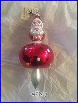 Christopher radko vintage glass christmas ornaments 1993 Mushroom Santa, signed