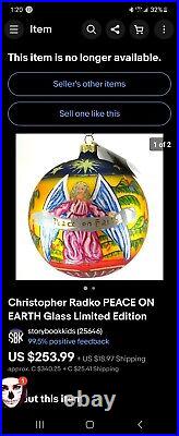 Christopher radko vintage peace on earth ornaments