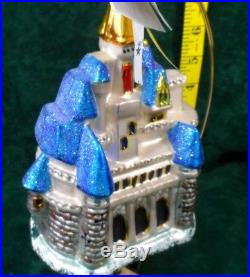 Disney Christopher Radko Cinderella Castle Blue Glass RARE New in Box WOW