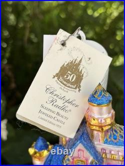 Disneyland 50th Christopher Radko Glass Ornament Sleeping Beauty Castle LE NIB