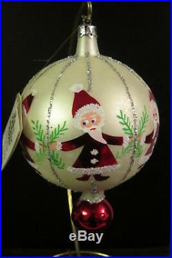 EARLY Christopher Radko CIRCLE OF SANTAS Glass Ball/Balloon Christmas Ornament