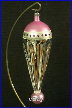 Early Christopher Radko Umbrella Shaped (Pink) Vintage Christmas Ornament, Rare