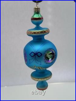 FAB Rare Christopher Radko Turquoise Razzmatazz Triple Indent Ornament 98-2-0