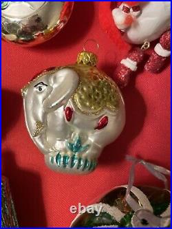 Fraga, Radko, OWC Lot of 9 Various Glass Christmas Ornaments