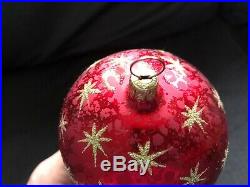 Gorgeous CHRISTOPHER RADKO Christmas Ornament Triple Red Ball with Gold Stars L@@K