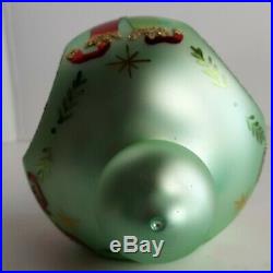 Green 2 Tier Christopher Radko Elf 3 Reflector Ball Ornament 1992 Laurel Jester