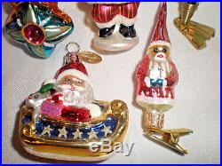 Group 7 Christopher RADKO LITTLE GEMS SANTA ornaments 2 new 2 clip-on 1 bell