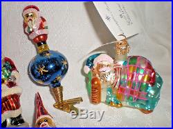 Group 7 Christopher RADKO LITTLE GEMS SANTA ornaments 2 new 2 clip-on 1 bell