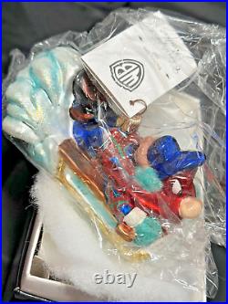 HTF Christopher Radko WARNER BROS YOSEMITE SAM Sled GLASS ornament NWT + BOX