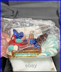 HTF Christopher Radko WARNER BROS YOSEMITE SAM Sled GLASS ornament NWT + BOX