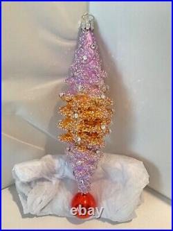 Heartfully Yours By Christopher Radko SUGAR CONE Drop Ball Glass Ornament