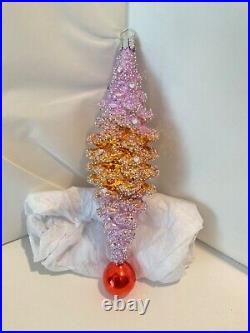 Heartfully Yours By Christopher Radko SUGAR CONE Drop Ball Glass Ornament