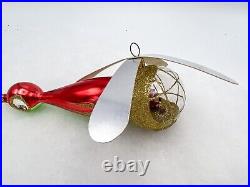 Htf 1995 Radko Italian Santa Copter Red & Green Flying Ornament