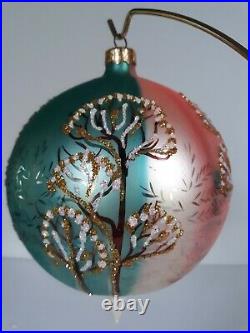Iconic Christopher Radko ornament Pink Blue Gold Trees