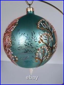 Iconic Christopher Radko ornament Pink Blue Gold Trees