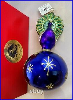 LG Radko PROUD (CELESTIAL) PEACOCK Rare Color Christmas Ornament Tag 90-076-1