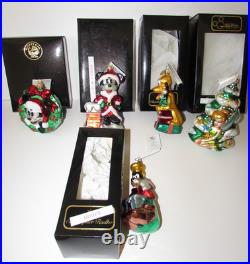 Lot Disney Christopher Radko Ornament Tinkerbell Mickey Mouse Wreath Goofy Pluto