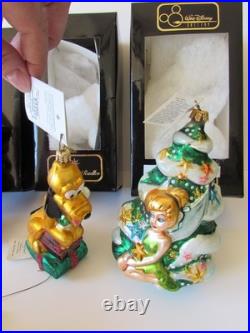 Lot Disney Christopher Radko Ornament Tinkerbell Mickey Mouse Wreath Goofy Pluto