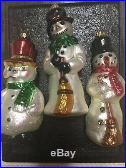 Lot of 3 Christopher Radko Large Glass Christmas Ornaments One Will Stand