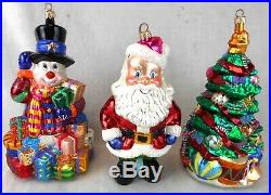 Lot of 3 Christopher Radko Large Standing Glass Christmas Ornaments