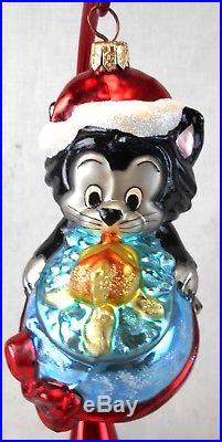 Lot of 4 Christopher Radko Glass Ornaments withStands Disney Cartoon Characters