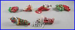 Lot of 6 Vintage Christopher Radko STOCKING Themed Glass Ornaments with Boxes