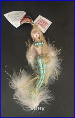 MERMAID ORNAMENT By CHRISTOPHER RADKO HANDBLOWN GLASS Blonde Hair New Tags