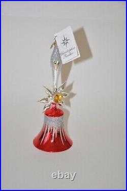 Master Craftsman Red Bell Christopher Radko Glass Christmas Ornament Rare