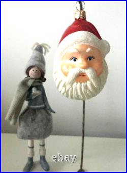 NEW Authentic Rare Christopher Radko Happy SANTA HEAD Hand Blown Glass Ornament