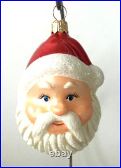 NEW Authentic Rare Christopher Radko Happy SANTA HEAD Hand Blown Glass Ornament