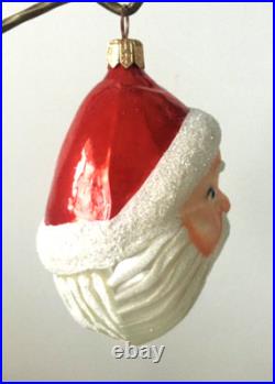 NEW Authentic Rare Christopher Radko Happy SANTA HEAD Hand Blown Glass Ornament