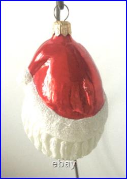 NEW Authentic Rare Christopher Radko Happy SANTA HEAD Hand Blown Glass Ornament