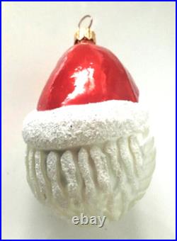 NEW Authentic Rare Christopher Radko Happy SANTA HEAD Hand Blown Glass Ornament