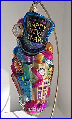 NEW! Christopher Radko HAPPY NEW YEAR New York Handcrafted Huge Glass Ornament