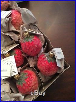 NEW, with tags, SET OF 12 Christopher Radko Strawberry Ornaments, 1994, 2 inches