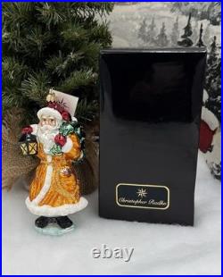 NIB Christopher Radko RARE Presents From The Past Santa Glass Ornament 7 EXC